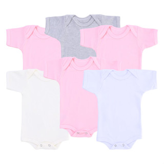 Kit Body Manga Curta Bebê Top Chot Suedine - 6 Peças em Oferta na Shopee