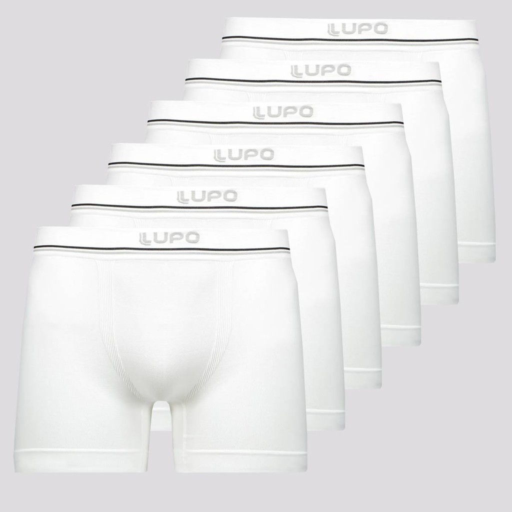 Kit 6 Cuecas Boxer Lupo Microfibra Sem Costura I Branca - Men Clothes