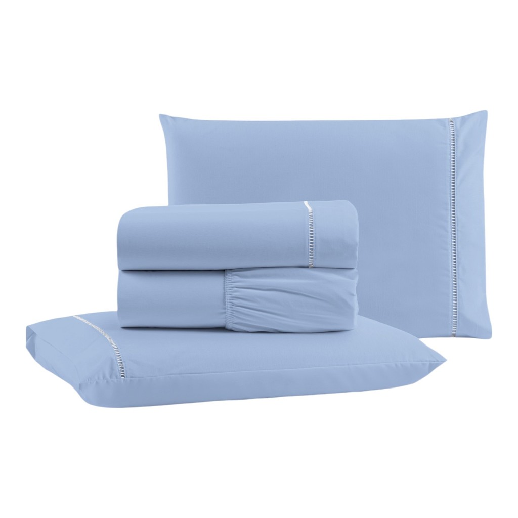 Jogo de Lençol Casal Padrão Ponto Palito 4 Peças Micropercal 200 Fios em Oferta na Shopee