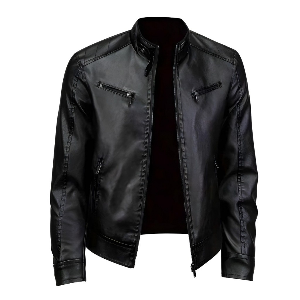 Jaqueta De Couro Masculino Inverno Slim Clássica Resistente Motoqueiro