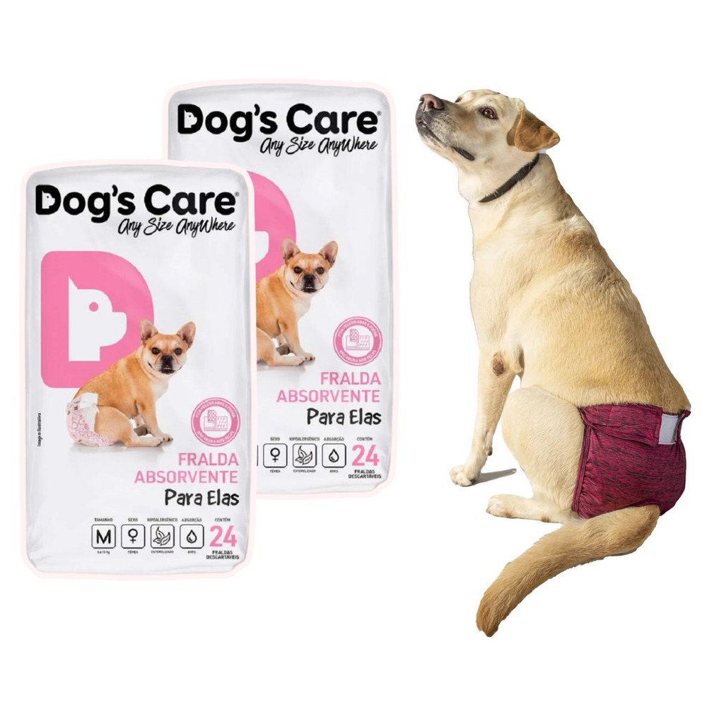 Kit 48 Fraldas P/ Pet Fêmea Tam M + Calcinha Protetora Tam 5