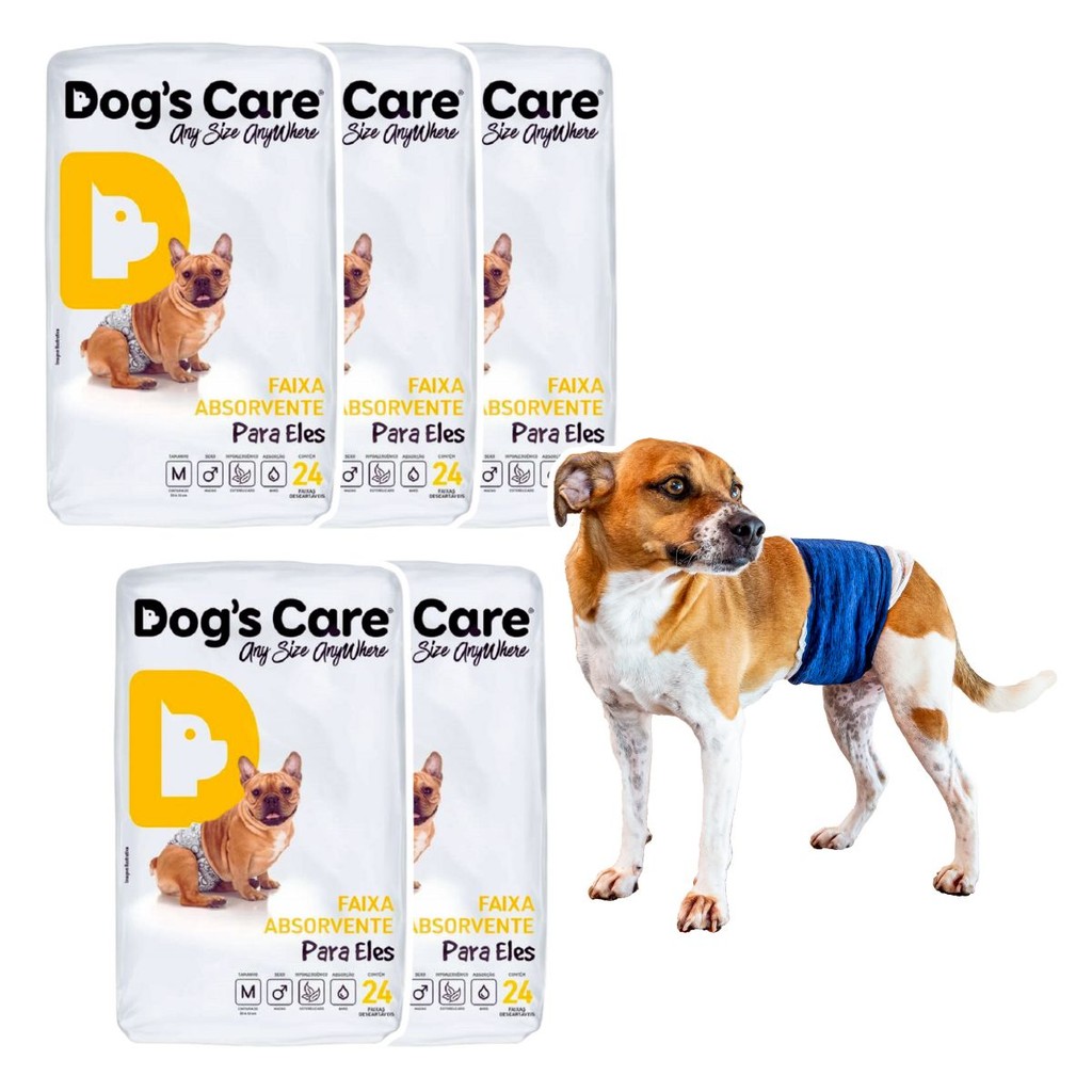 Kit 120 Fraldas p/ Pet Macho Tam M +Protetor de Fralda Tam 5