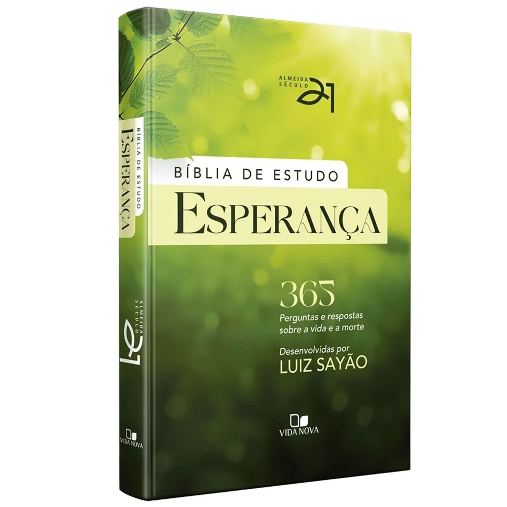Bíblia De Estudo Esperança - 365 Perguntas e Respostas sobre a vida e a morte | Capa Dura Verde
