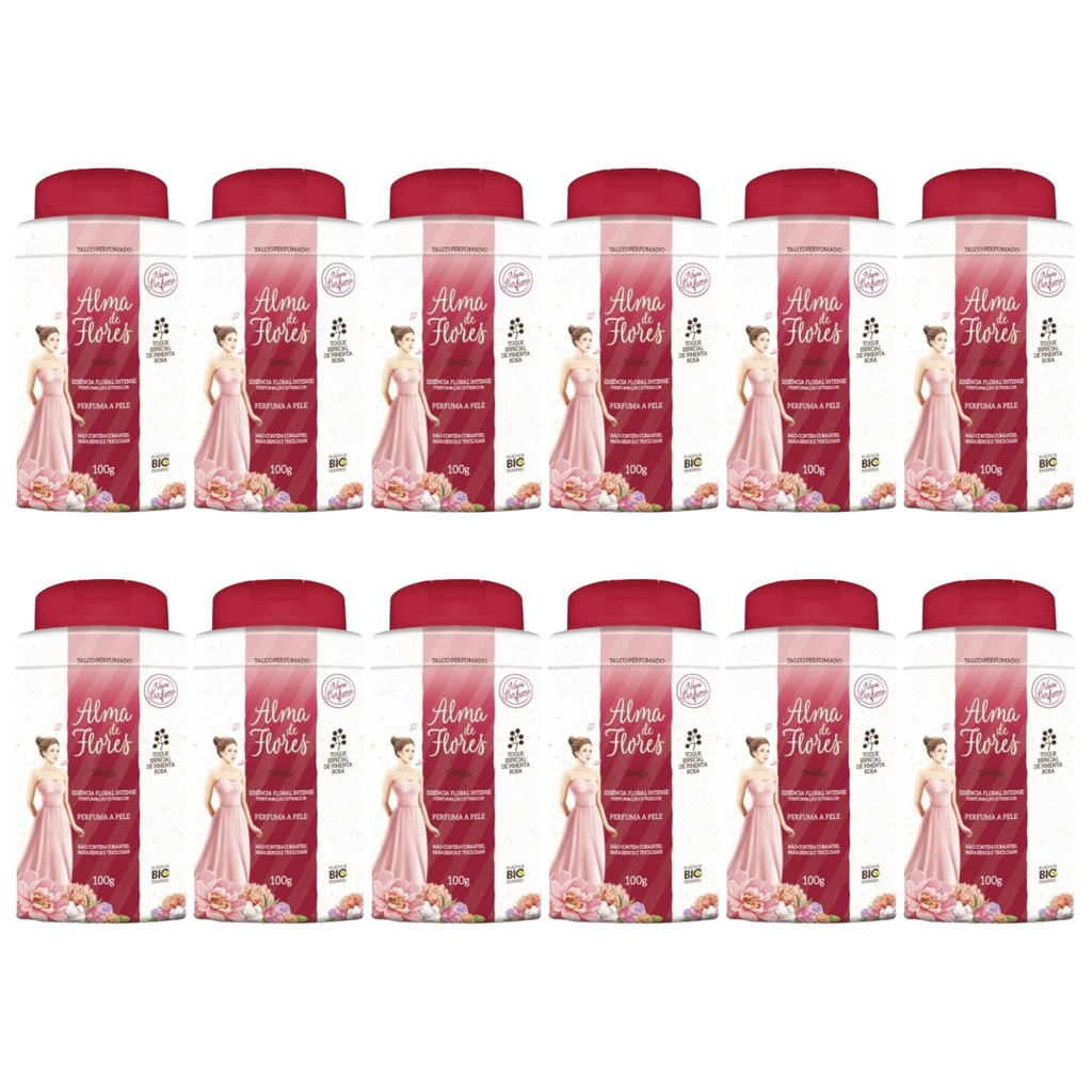 Kit 12 Talco Alma De Flores Floral Intense 100G - Memphis