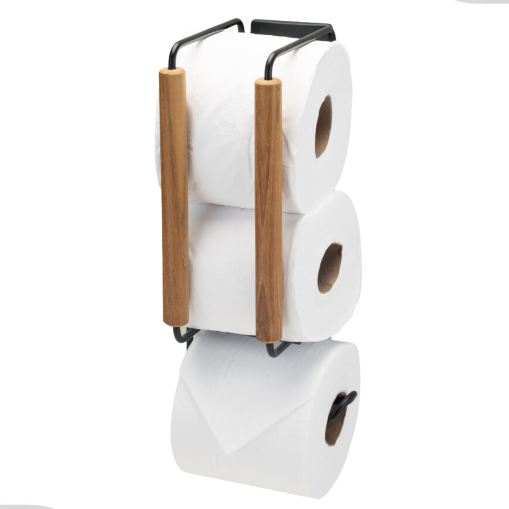 Suporte Porta Papel Higienico 3 Rolos Banheiro Lavabo Triplo Eco Design Preto Arthi - Home & Living