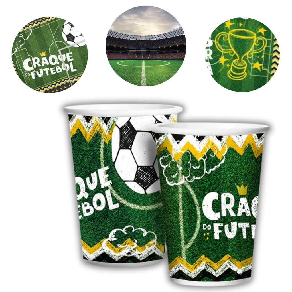 8 COPO PAPEL FESTA  FUTEBOL 180ML REGINA em Oferta na Shopee