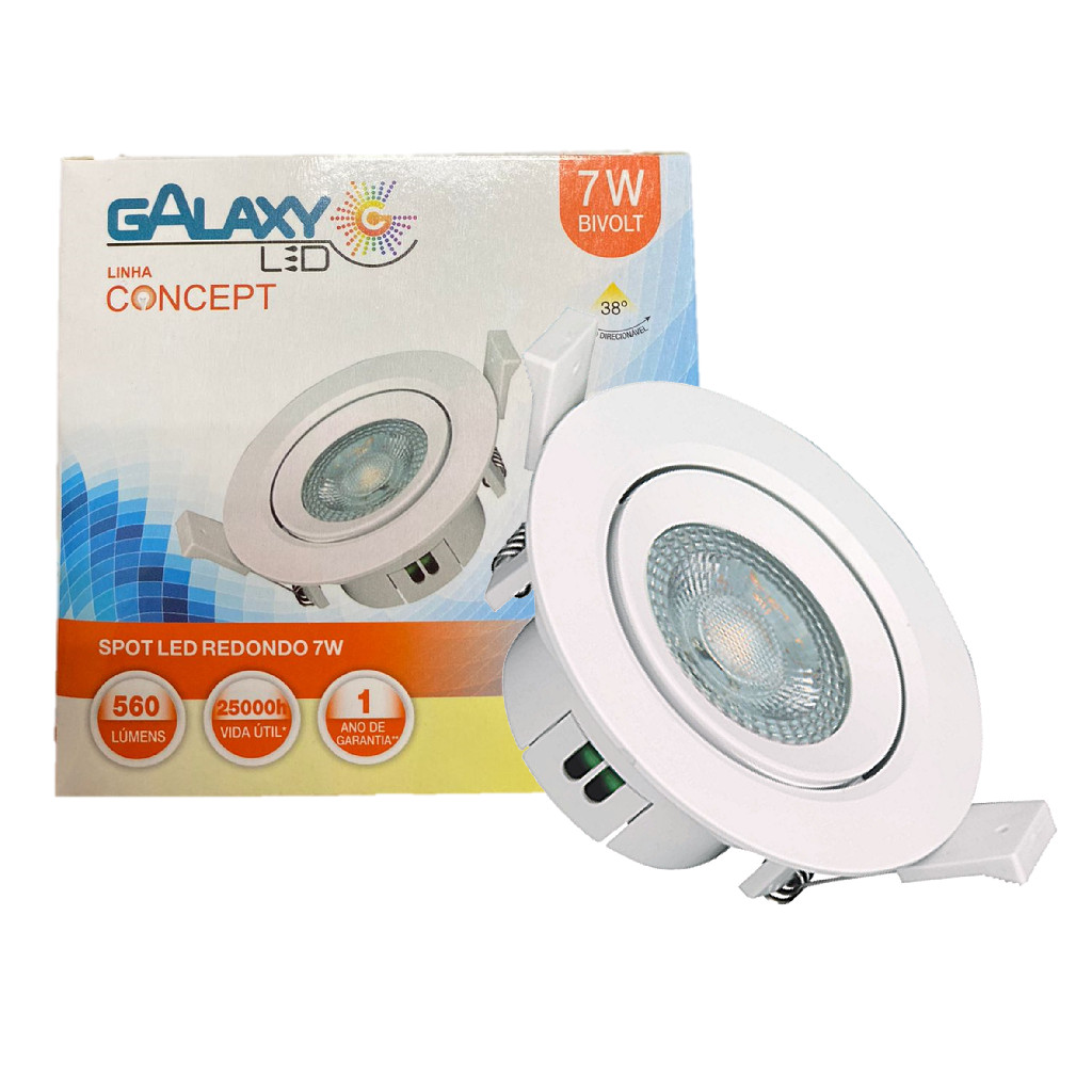 Kit 8 Spot Led Redondo 7w Direcionavel Branco Neutro 4000K