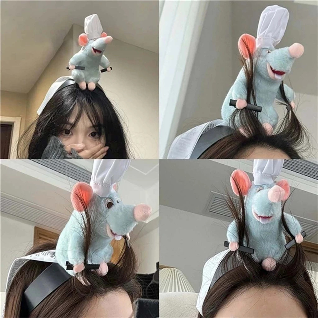 Ratatouille Hairband Novo Dos Desenhos Animados Boneca De Pelúcia Bandana Francês De Abas Largas Hairpin Foto Cabeleirei