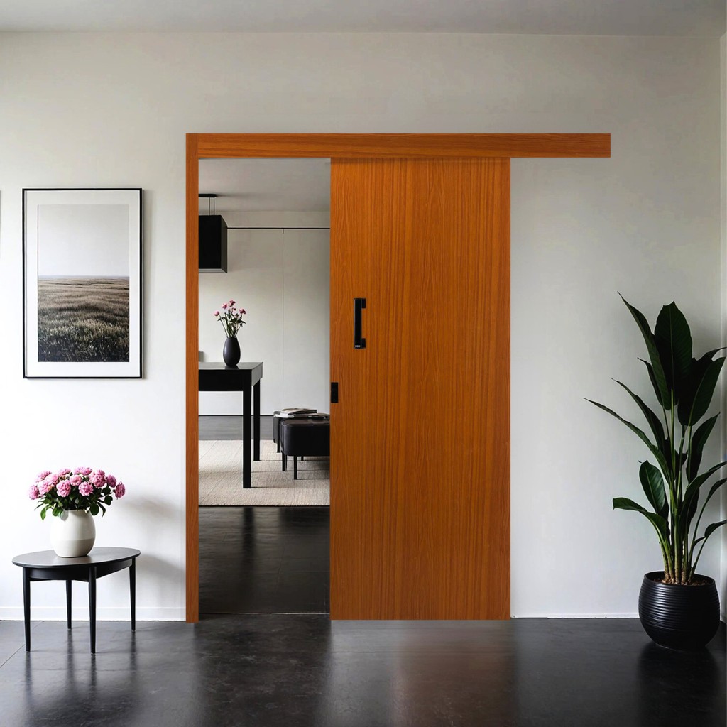 Porta de Correr Madeira 215x90cm Sobrepor Reversível Melamínico MGM Abertura Direita Mogno em Oferta na Shopee