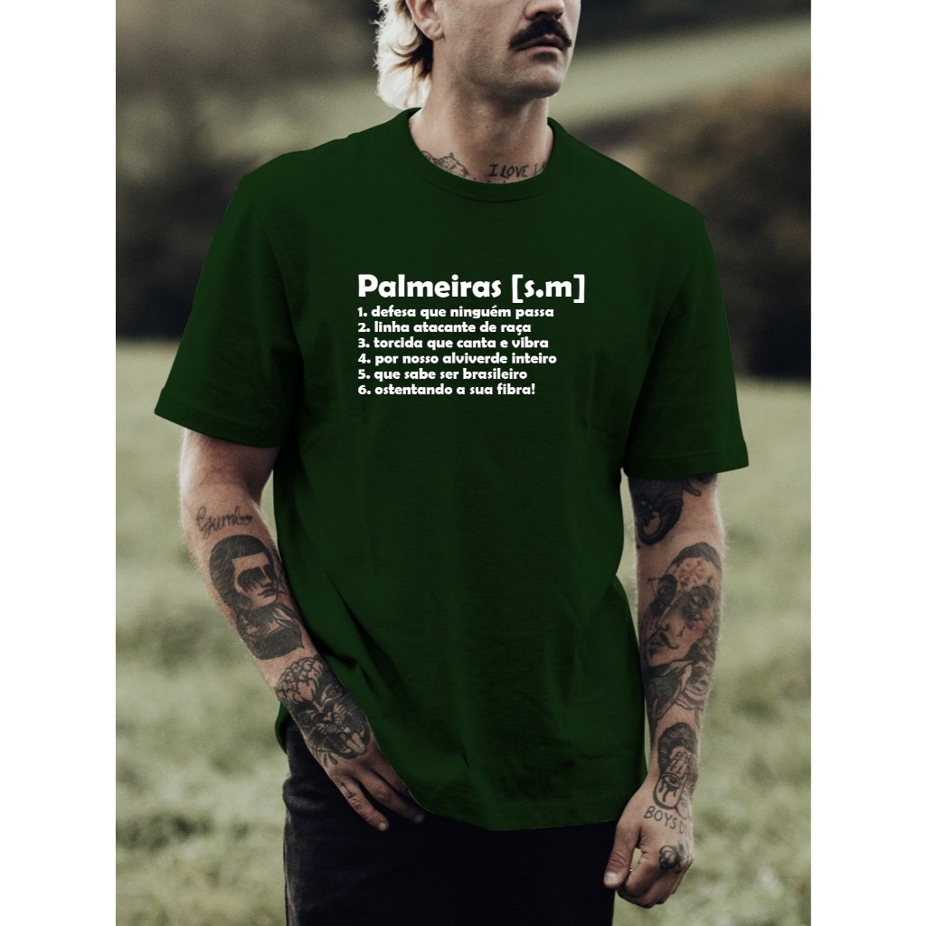 Camiseta Masculina Camisa Unissex Estampada Palmeiras Frases Times de Futebol 100% Algodão
