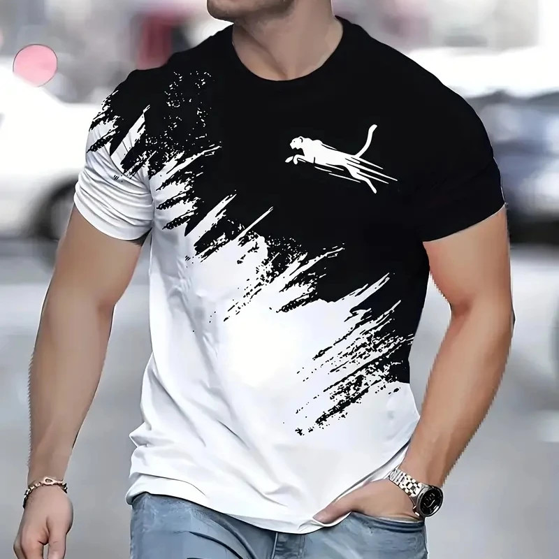 Camisetas De Animais Para Homens Com Estampa 3d , Camiseta Esportiva Masculina , Moda De Rua , Manga Curta , Soltas De G