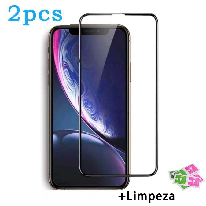 Kit 2 Peças: Película Vidro Temperado 3D para iPhone Xs, Xr, 11/12/13/14 Pro Max, 15/18 Pro Max, 15+ - Anti-risco, HD