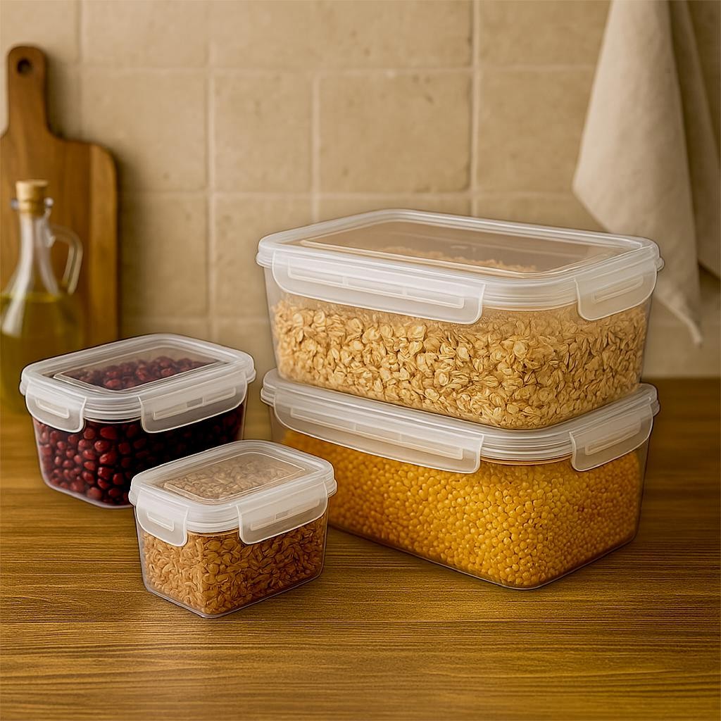 Escolha Seu Kit Potes Herméticos para Mantimentos de Cozinha Alimentos Armário Acrílico Plástico