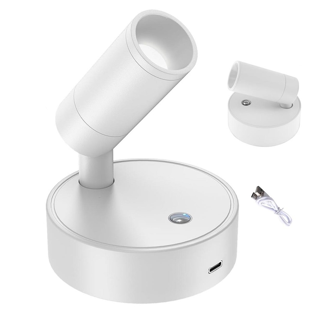 Luminaria Arandela 3 Tons LED USB Bateria Recarregavel Parede Mesa Cabeceira Quarto Leitura Trabalho Estudo Ambiente