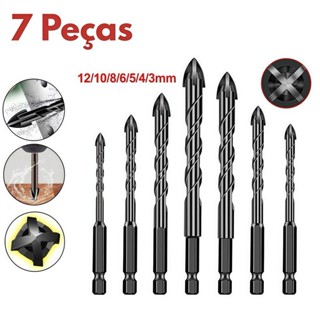 Kit 7 Brocas de carboneto Triangular Titânio Profissionais 3-12mm Para Fura Tudo em Oferta na Shopee