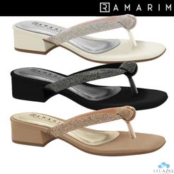 Sandália Feminina Ramarim Salto Baixo Brilho Elegante