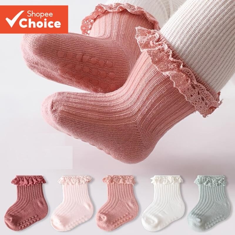 3 Pares De Meias De Princesa De Renda Para Bebês , Térmicas Casuais Confortáveis , Inverno...