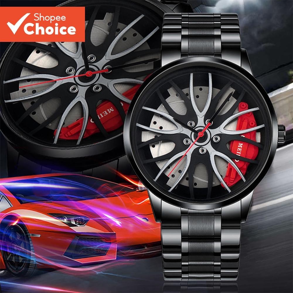 Moda Masculina Esportes Watchc hes 3d Roda De Carro Pulseira De Aço Inoxidável Relógio De Pulso Masculino Quartzo Relógi em Oferta na Shopee