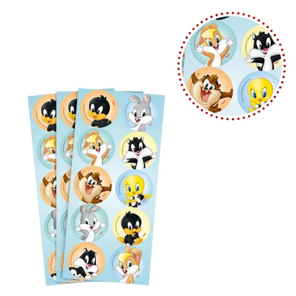 30~150 ADESIVO REDONDO LOONEY TUNES REGINA