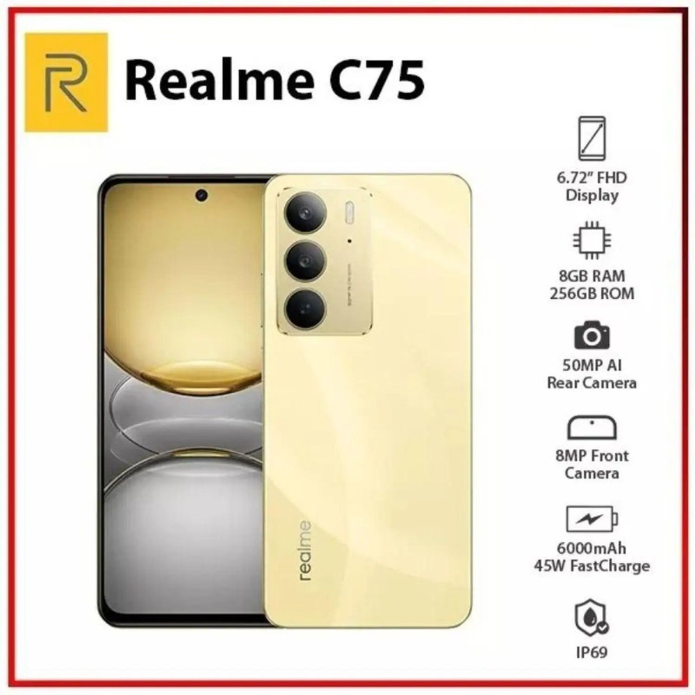 Celular Realme C75 256gb Memoria 8gb Ram Global Envio Imediato (COM CAPINHA E PELÍCULA DE CORTESIA)