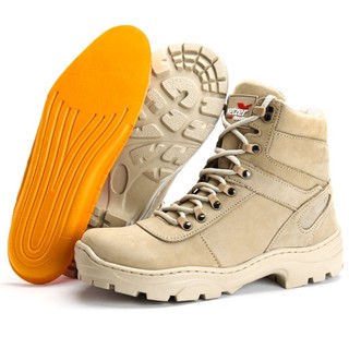 Bota Couro Masculino Coturno Segurança Cano Medio Ortopedico Motoqueiro Militar Adventure Palmilha