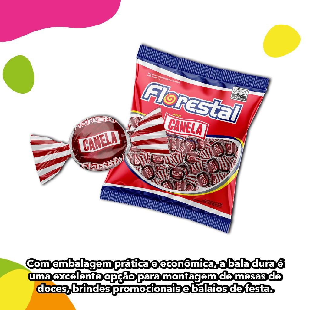 Bala Bolinha de Canela Pacote 500g com 112 un Florestal Bala Dura Redonda