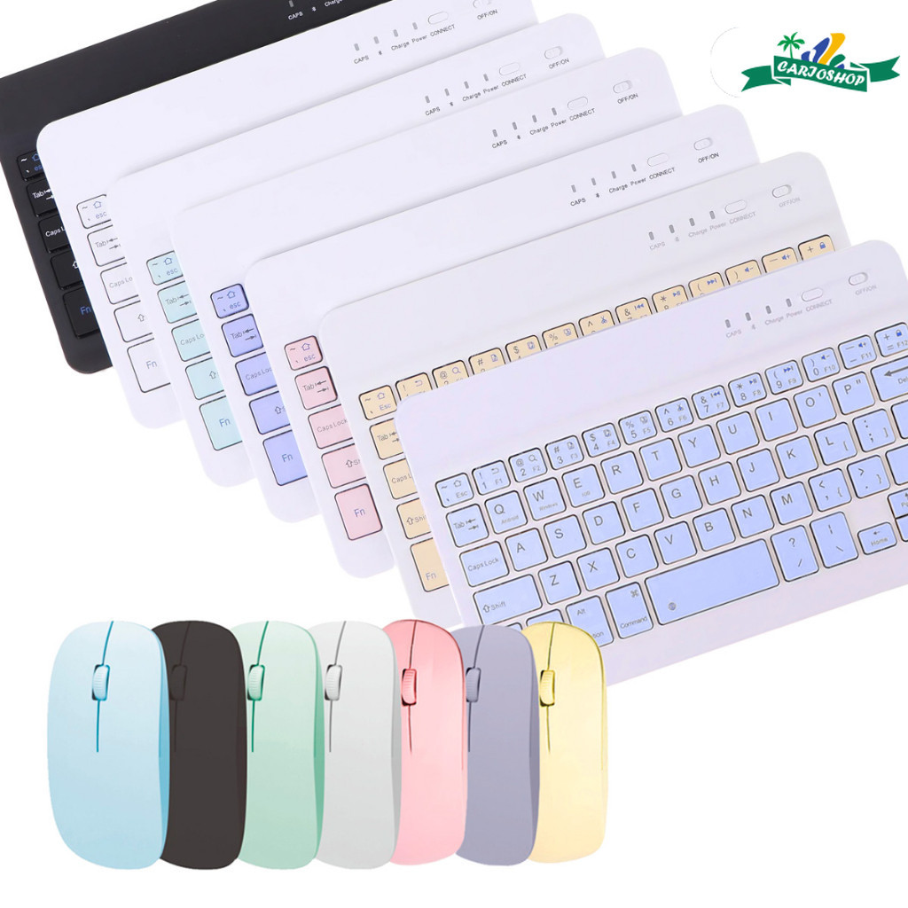 Teclado Bluetooth sem fio Macaron e mousepad Kit de suporte projetado para Tablets e Laptops iPad