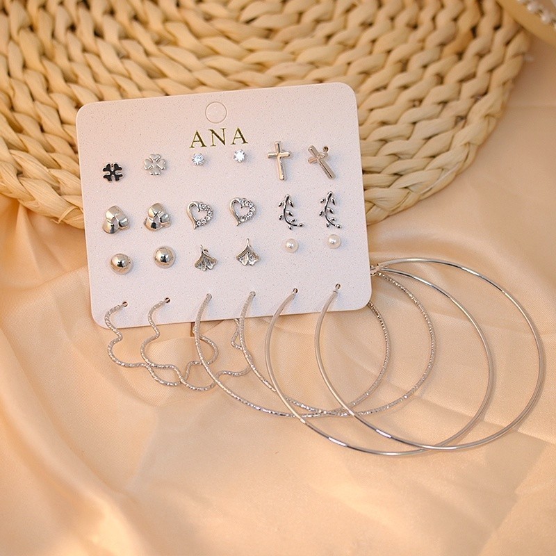 ANA1108 Kit 12 pares de brincos com argolas prata e dourada-48A