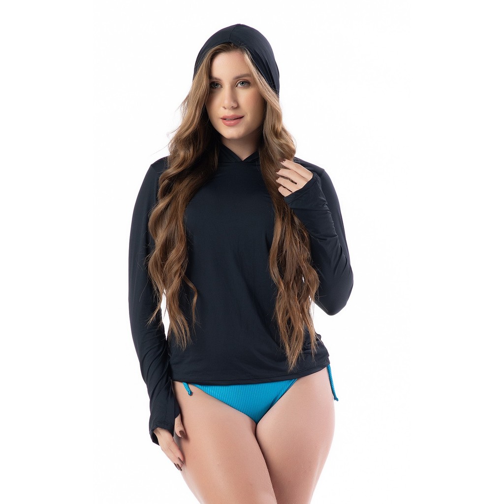 Camisa Proteção Solar Uv Feminina Com Touca/capuz