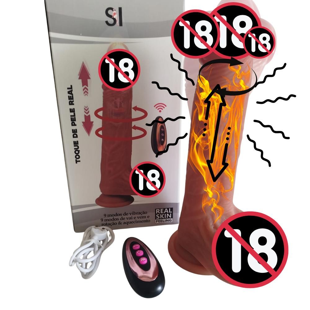 Dildo Pênis Vibrador Vai e Vem Realista Controle Remoto Aquecimento.
