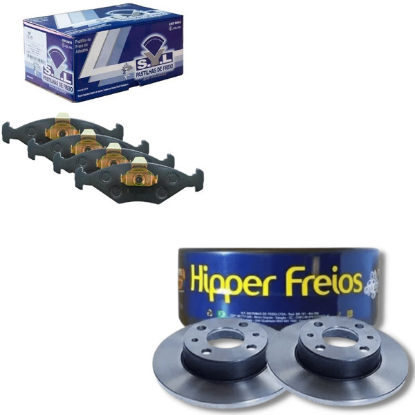 Par Disco Freio Solido + Jogo Pastilha Freio Palio 98 a 2009 - HIPPER FREIOS / SYL em Oferta na Shopee