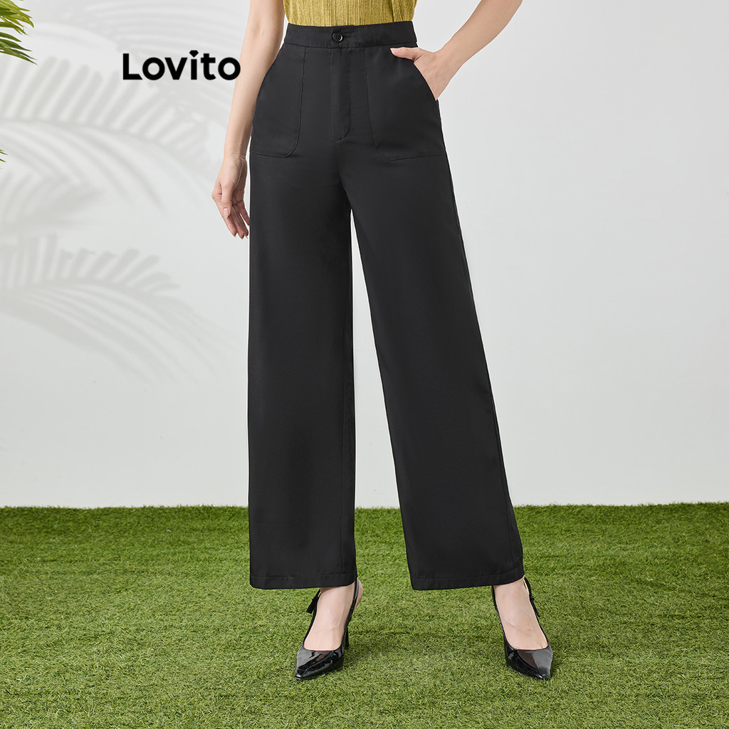 Lovito Calça Casual Calça Bolso De Verão Para Mulheres L113MD047 - Women Clothes