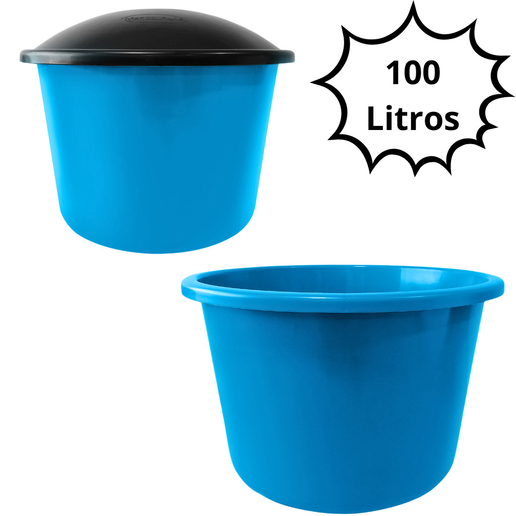 Bacia Big Funda Gigante 100 Litros Com Tampa 100L – Resistente e Versátil | 64x42cm | Para Lavanderia e Armazenamento