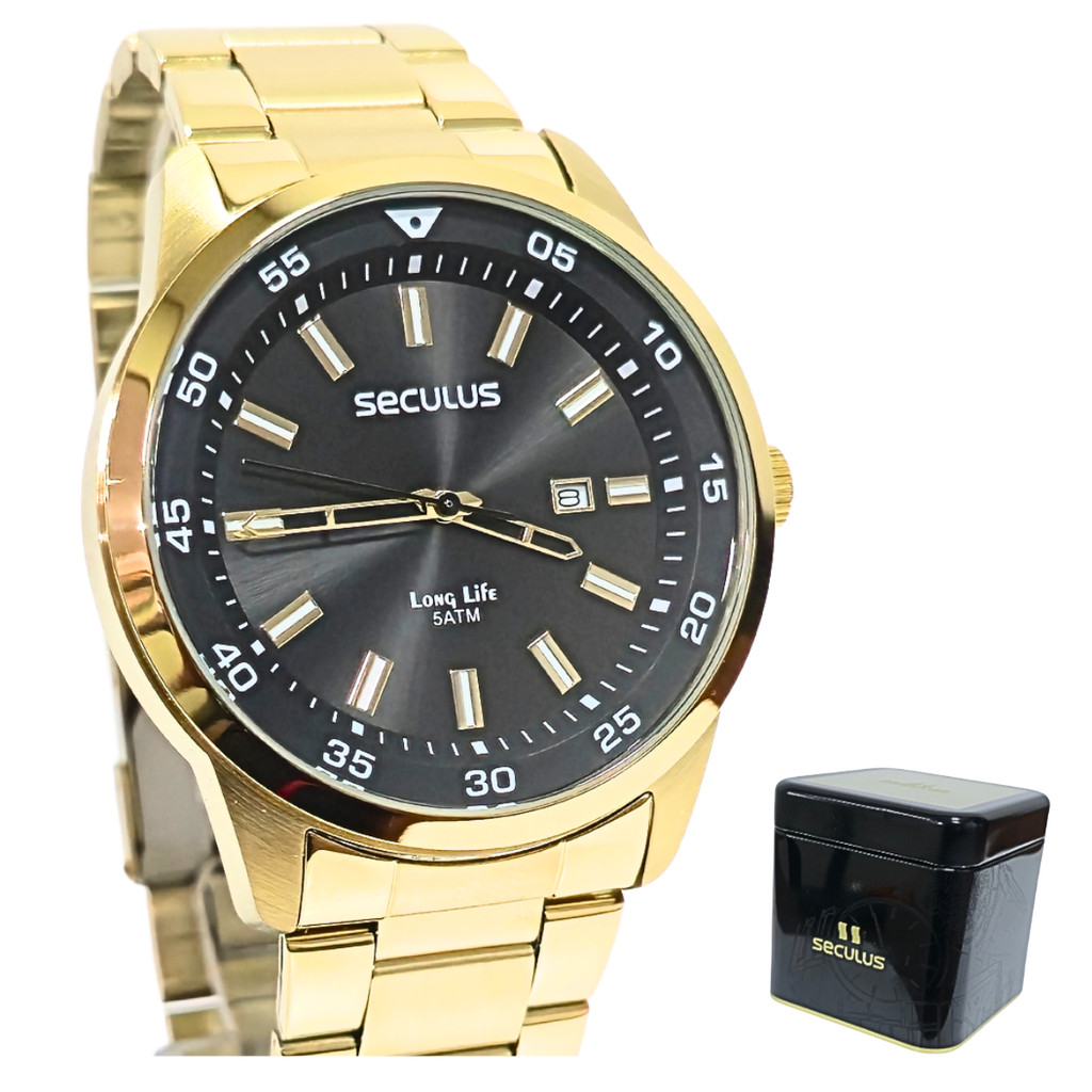 Relógio Seculus Masculino Analógico Dourado Long Life 20786GPSVDA3 em Oferta na Shopee