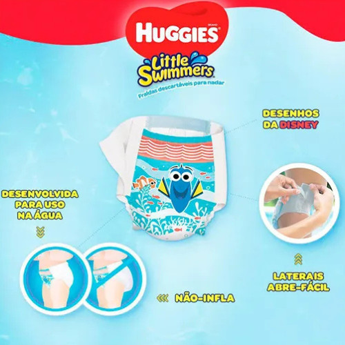 Fralda Calça De Praia e Piscina Huggies Littlle Swimmers - P M G XG - 2 Unidades De Fraldas