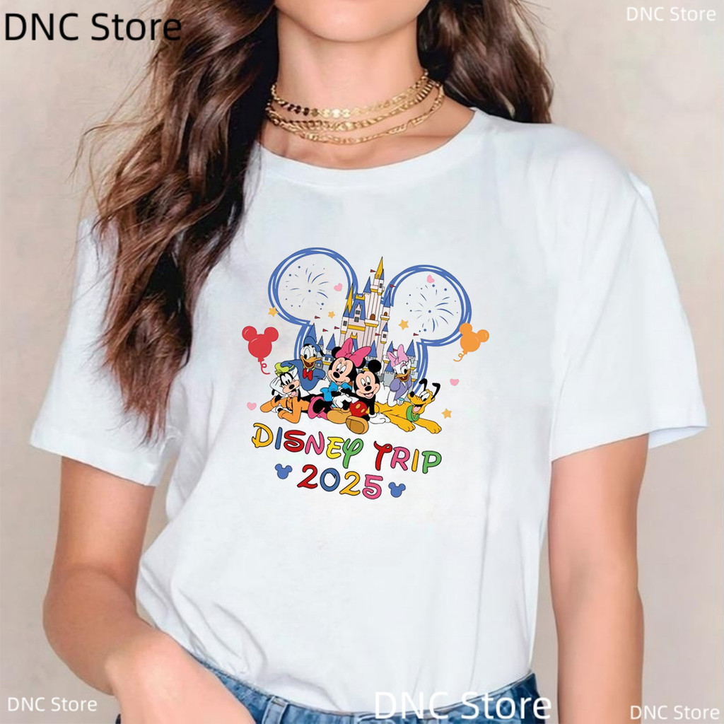 Recém Disney  2026 Ano Novo Viagem Família Férias Camiseta Roupas De Verão Fe