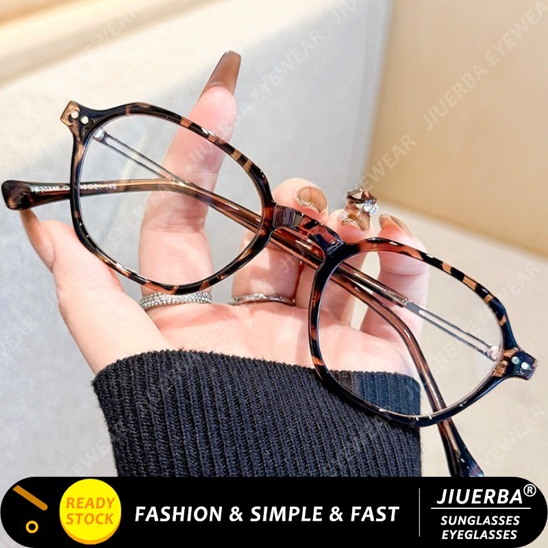 (JIUERBA) Novos Óculos TR Poligonal De Armação Pequena Simples E Versáteis Anti-Luz Azul