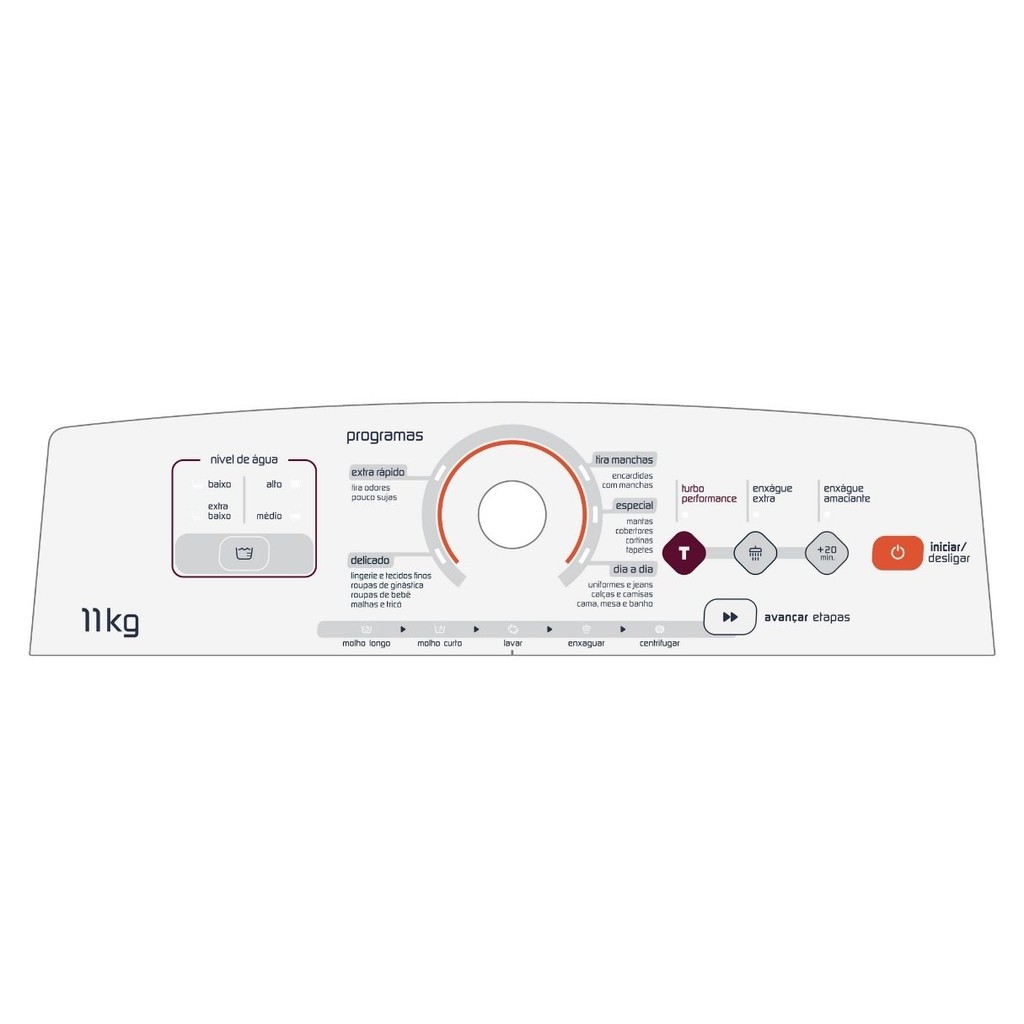 PAINEL DECORATIVO ADESIVO PARA LAVADORA BRASTEMP 11KG MODELO BWK11A VERSÕES DE ENGENHARIA 00,10