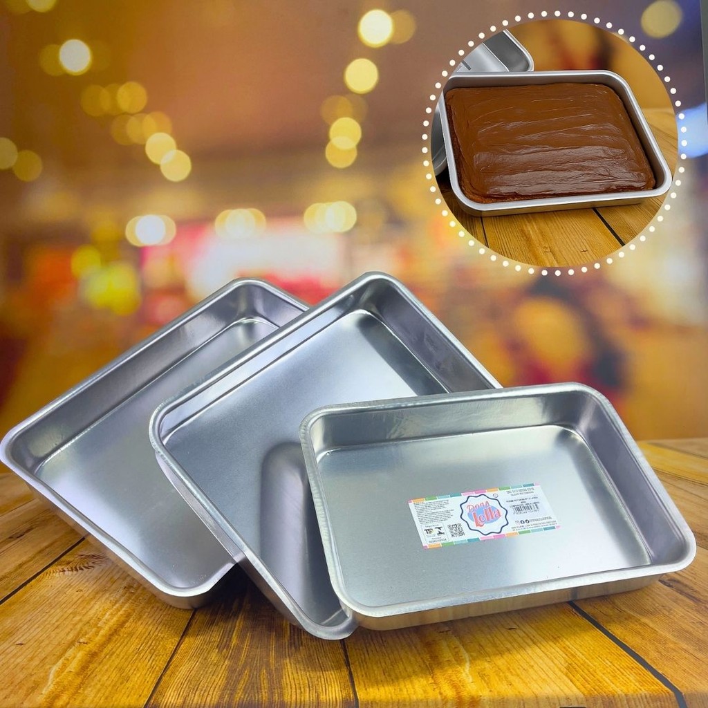 KIT 3 ASSADEIRA FORMA BOLO RETANGULAR N1 30X21 N2 32X236,5 N3 36X26,5 (DONA LELLA) em Oferta na Shopee