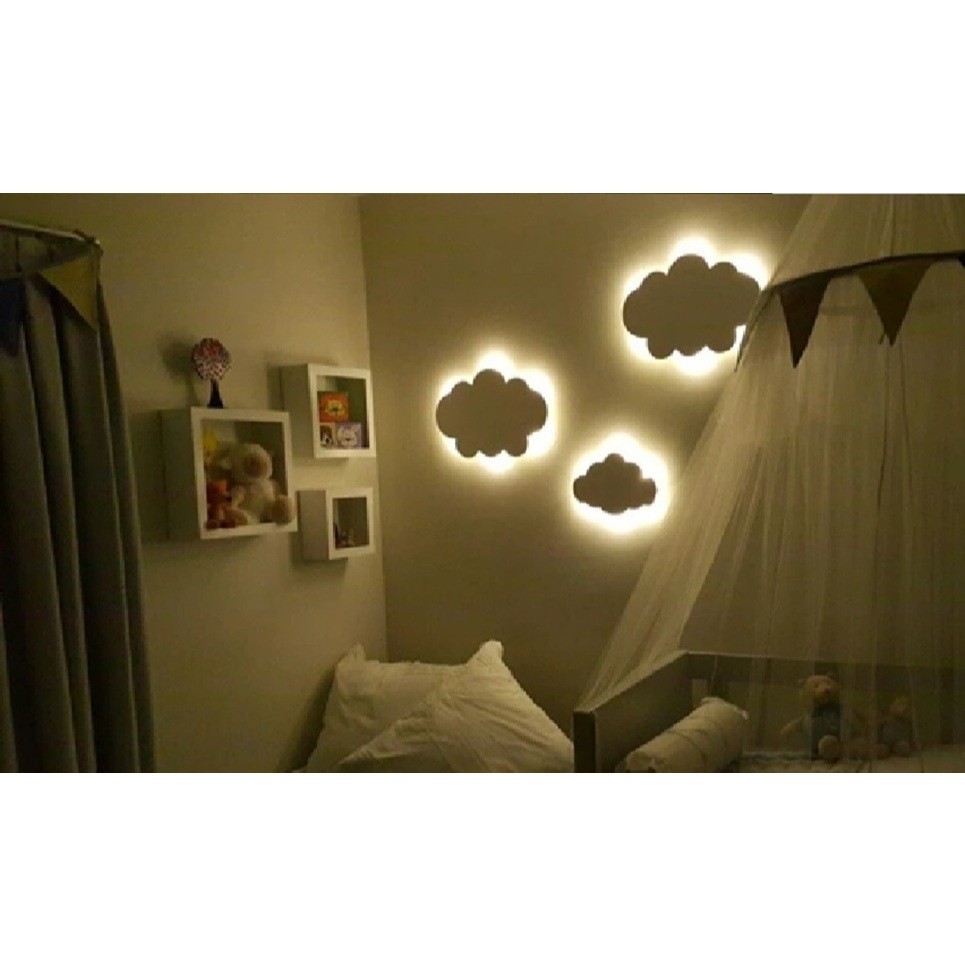 Kit 3 Luminária Nuvem Led Quarto Infantil Neném Mdf 3mm 30*20 CADA