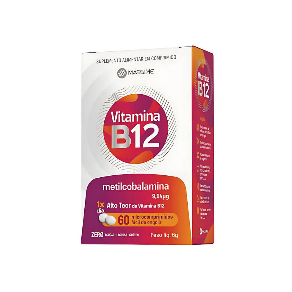 Vitamina B12 9,24mcg 60 Microcomprimidos- Massime em Oferta na Shopee