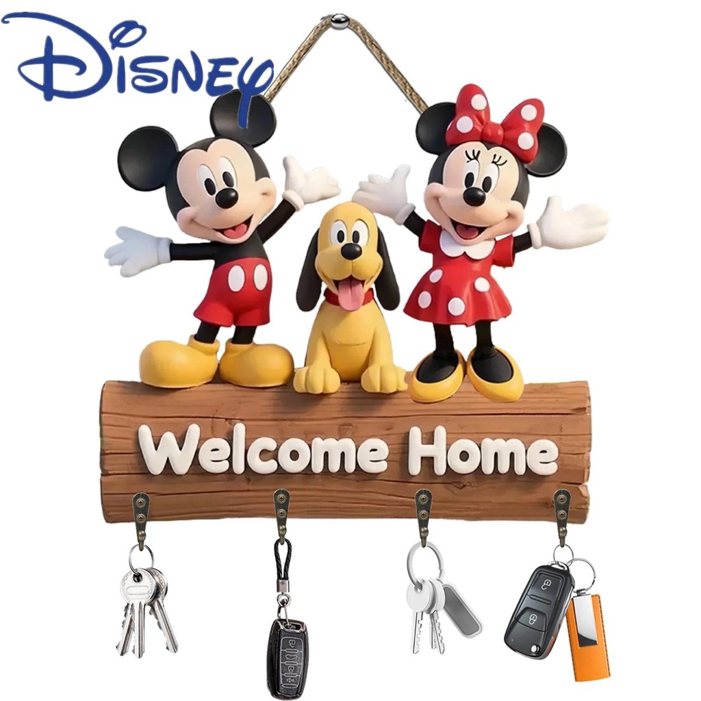 Disney Anime Mickey Minnie Chave De Madeira Gancho Dos Desenhos Animados Mouse Bem-Vindo Casa Decoração Para Presentes em Oferta na Shopee