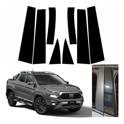 Adesivo Coluna Vidro Porta Black Piano 3m Aplique Fiat Toro Black Piano