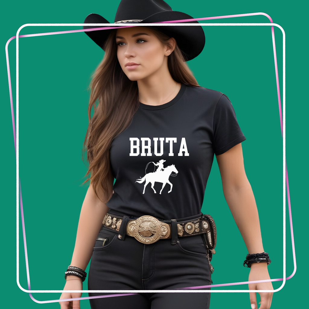 Camiseta bruto e bruta Algodão Feminina TXFarm Boiadeira Bruta Rodeio Festa Do Peão Cowgirl infantil adulto e plussize