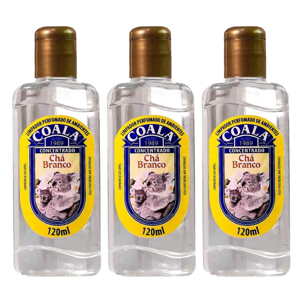 KIT C/3 LIMPADOR PERFUMADO COALA CHÁ BRANCO CONCENTRADO 120ML em Oferta na Shopee