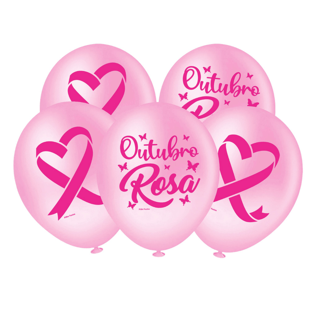 Bexigas Balões Decoração Outubro Rosa Nº8 C/ 20 Unid.