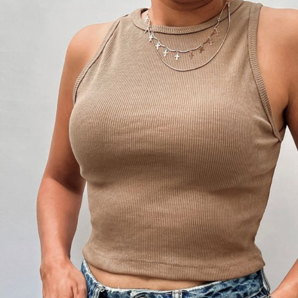 Cropped Regata Feminino  Ribana Canelada Blusinha canelada Regata Nadadora Regatinha Malha Algodão Varias Cores