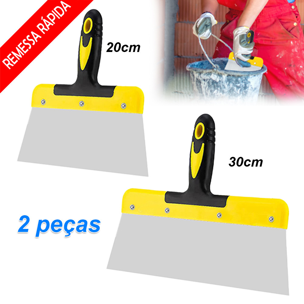 2 Pçs Espátulas de Aço Inox Profissional com Cabo Emborrachado, Tamanhos 20/30 cm, Para Massa Corrida, Drywall e Pintura em Oferta na Shopee