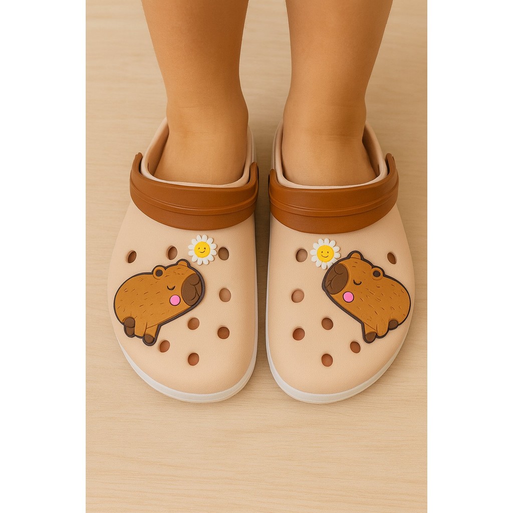 Babuche Fachetado Adulto e Infantil Leve Feminino Confortável Masculino Unissex Capivara