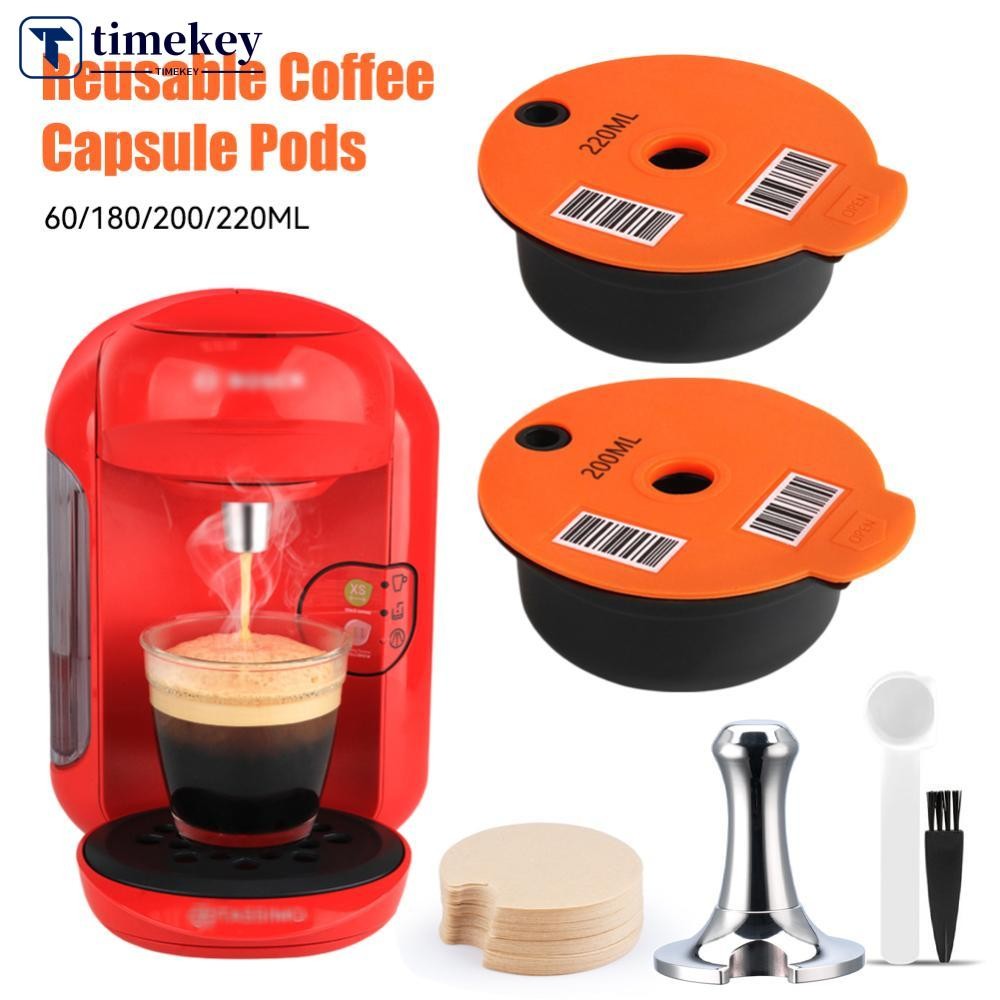 TIMEKEY 60/180200/220ML Cápsulas De Café Reutilizáveis Para Máquina BOSCH-s Tassimo Filtro Recarregável Pod Tampa De Sil